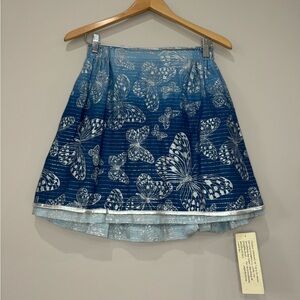 Millenium NWT butterfly print ombré blue silver detail paper waist mini skirt M